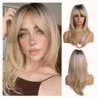 20 Zoll Lange Blonde Gerade Synthetische Haarperücke Dunkle 1 st