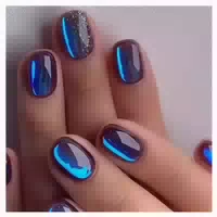 24 Falsche Nägel Blau Glänzend French Kunstnägel zum Aufkleb 1 st