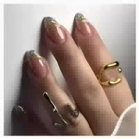 24 Mandel Nägel Rosa French Glitzer Acryl Fingernägel Fake N 1 st