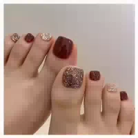 Fußnägel 24 Stück Square Acryl Full Cover Tips Rosa Glitzer 1 st