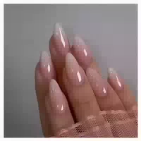 24 Stück Gradient Pink Kurz Nägel Aufkleben Fake Oval Mandel 1 st
