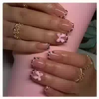 Falsche Nägel French Tip Press On Leopard Print 24er Square 1 st