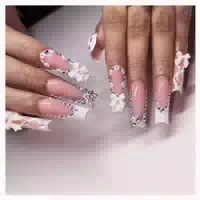 24 Stück Press On Nails Lang False Nails Weiß 3d Schleife Rh 1 st