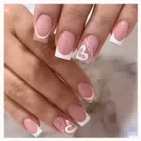 24 Stück Rosa Herz Falsche Nägel Press On Nails Glitzer Fren 1 st