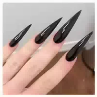 24 Stück Schwarze Stiletto Lang Glänzende Press On Nägel Ges 1 st