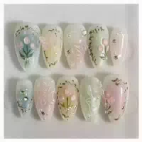 24er Pack Colorful Acrylnägel Medium Almond Design Butterfly 1 st
