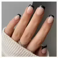 24x Justotry Schwarze & Nude Press On Nägel, Acryl Kurz Fing 1 st