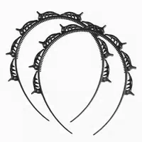 2er Set Haarreifen mit Clips für Damen Schwarz Haarreif Fü 1 st