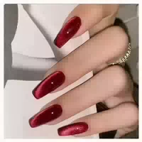 30 Cat Eye Press On Nägel Rot Glitzer Mittel Lang Voll Abdec 1 st