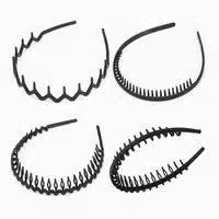 4 Schwarze Elastische Rutschfeste Haarreifen Matt Sport Fi 1 st