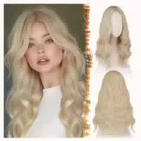 Braune Highlight Perücke 46cm Mittellang Lockige Balayage Fü 1 st