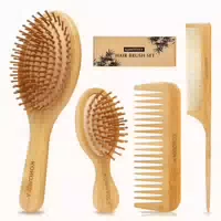4pcs Bambus Haarbürste Set Paletten Entwirrungsbürsten Natur 1 st