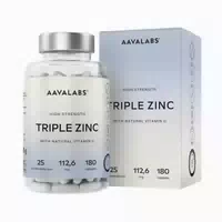 Aavalabs Dreifach Zink Vitamin C Kapseln | 25 mg Hochdosiert & Vegan | 6 Monats Vorrat