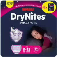 Huggies Drynites Windeln Windelhosen Mädchen 8 13j 30 48kg Jumbo Monatspack 52st 52 st