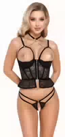 Hebe Plus Slip Ouvert aus Weicher Stretch Spitze mit Samtdetails