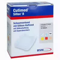 Cutimed Siltec B Schaumverb 7,5x7,5 Cm M 12 St