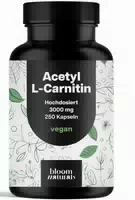 Acetyl l Carnitin 250 Kapseln 500 mg Pro Kapsel Bloom Naturals