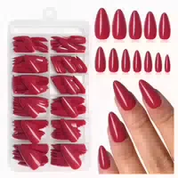 240 stk Schwarze Mandel Press On Nails Akryl Mittellänge Nag 1 st