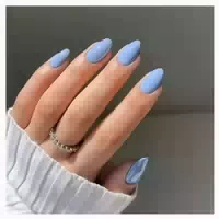 Acrylnägel Press On Kurz Rund Mandel Glänzend 24 Baby Blau 1 st