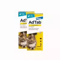 Adtab Kautabletten Für Katzen Über 2 Bis 8 Kg Gegen Zecken Und Flöhe, Schnelle Abtötung Von Parasiten Für Die Dauer Von Einem Monat