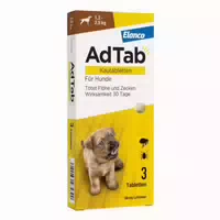 Adtab Hund 1,3 2,5 kg Kautablette gegen Zecken und Flöhe