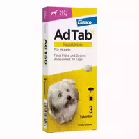Adtab Kautabletten Für Hunde Über 2,5 Bis 5,5 Kg Gegen Zecken Und Flöhe, Schnelle Abtötung Von Parasiten Für Die Dauer Von Einem Monat