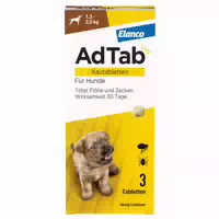 Adtab Kautabletten 56mg für Hunde 1,3 2,5 kg Elanco 3 st Kautabletten