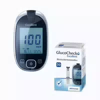 Glucocheck Excellent Mess Set mg dl zur Blutzuckerkontrolle mit 60 Streifen 1 st