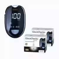 Glucocheck Gold Set mg dl zur Kontrolle des Blutzuckers mit 110 Teststreifen 1 st