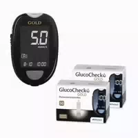 Glucocheck Gold Set Mmol l zur Kontrolle des Blutzuckers mit 110 Teststreifen 1 st