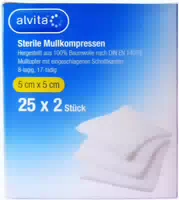 Alvita Mullkompressen Steril 5x5 cm 25x2 st