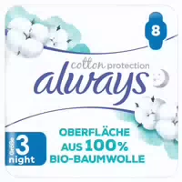 Always Ultra Binde Cotton Protection Night mit Flügeln 8 Magic Paper Damenbinden