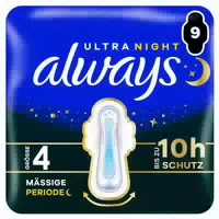Always Ultra Binde Größe 4 Secure Night mit Flügeln 9 Damenbinde 9 Stück