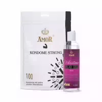 Amor Strong Kondome Playgel Natural Set