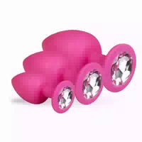 Analplug aus Silikon in Pink mit Zierstein Set Easytoys