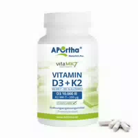 Aportha Vitamin D3 10 000 Ie Vitamin K2 Mk 7 Cyclo 200 Μg 120 Vegetarische Kapseln