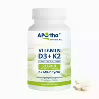 Aportha Vitamin D3 5 000 Ie Natto Vitamin K2 Mk 7 Cyclo 200 Μg Vegetarische Tabletten 365 st