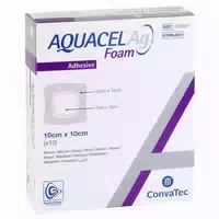 Aquacel Ag Foam Adhäsiv 10x10 cm Verband 10 st