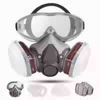 Atemschutzmaske Halbmaske Filter Schutzbrille Staub Weiß 1 st