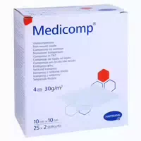 Medicomp Vlieskomp Steril 10x10 Cm 4lagi 25x2 St
