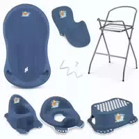 Babykajo 7 Set Baby Badewanne mit Gestell Sitz Abfluss Töpfchen Hocker Toilettentrainer