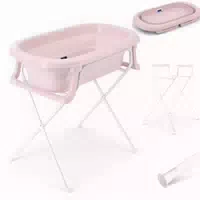 Baby Badewanne Faltbar mit Ständer Babywanne Ständer Abflussschlauch Thermometer