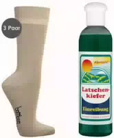 Bambus Wellness Socken 39 42 Beige 3 Paar Gratis Latschenkiefer Einreibung 250 ml