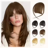Pony Clip in Echthaar Remy Wispy Bangs #1b Natürliches Schwa 1 st