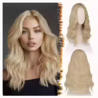 Barsdar 46cm Gewellt Blond Synthetische Perücke Mittel Länge 1 st