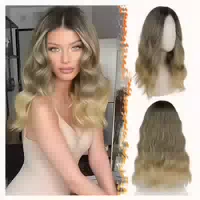Barsdar Ombre Blond Gewellte Perücke 46cm Mittel Länge Locki 1 st