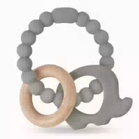 Beißring aus Silikon und Holz Bpa Frei 1 st
