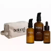 Belong Cosmetics Routine Set Sensible Haut | Cleanser Serum Fluid | Wtf Omg Bff Geschenkset Bag