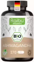 Bio Ashwagandha Kapseln 270 St, 2400mg Pro Tag, Hergestellt in Deutschland – Raibu
