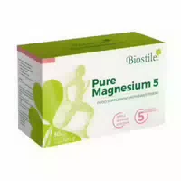 Biostile Pure Magnesium Pulver – 5 Magnesiumformen mit Bisglycinat & Citrat, 375 Mg, 30 Beutel
